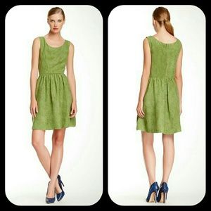 Betsey Johnson Faux Suede Lazer cut SKATER dress nwt $138 fit n flare green nwt